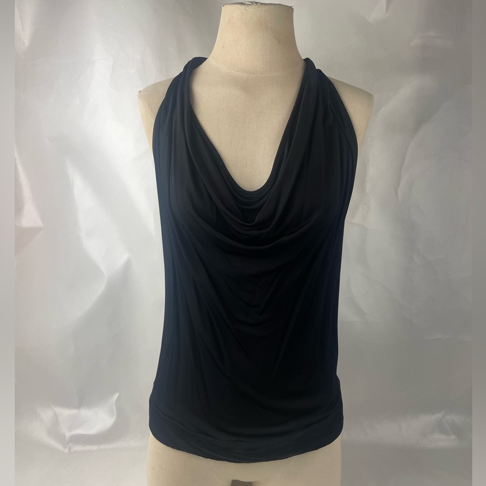 Diane Von Furstenberg Black Draped Sleeveless Tank Top Sz S